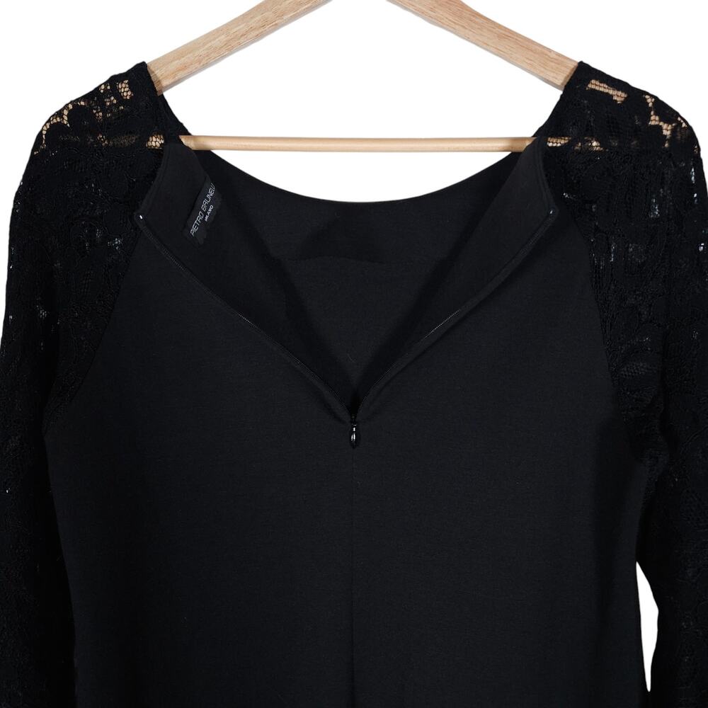 Pietro Brunelli Milano Womens Dress Small Black Floral Lace Long Sleeve A Line - Picture 12 of 15